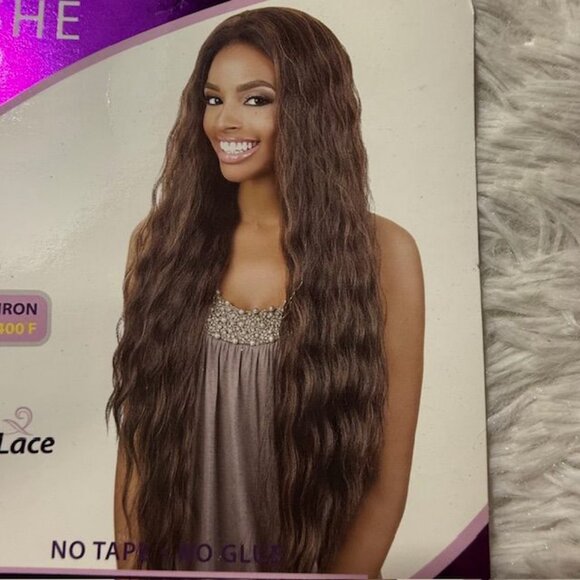 Beshe 33" Luxury Lace Ear to Ear Wig No Tape/No Glue 2" Deep Lace Color 1B - Picture 13 of 16